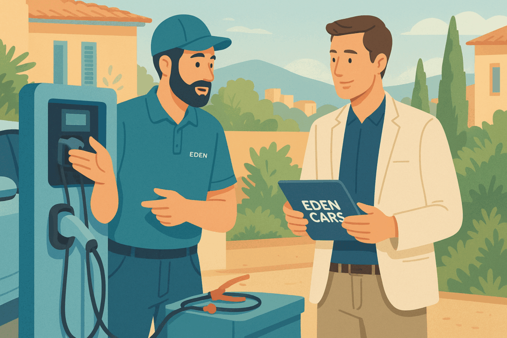 Installation et restauration de bornes électriques à Grasse par Eden Cars, certifié IRVE. Diagnostic, aides, maintenance, recharge rapide.