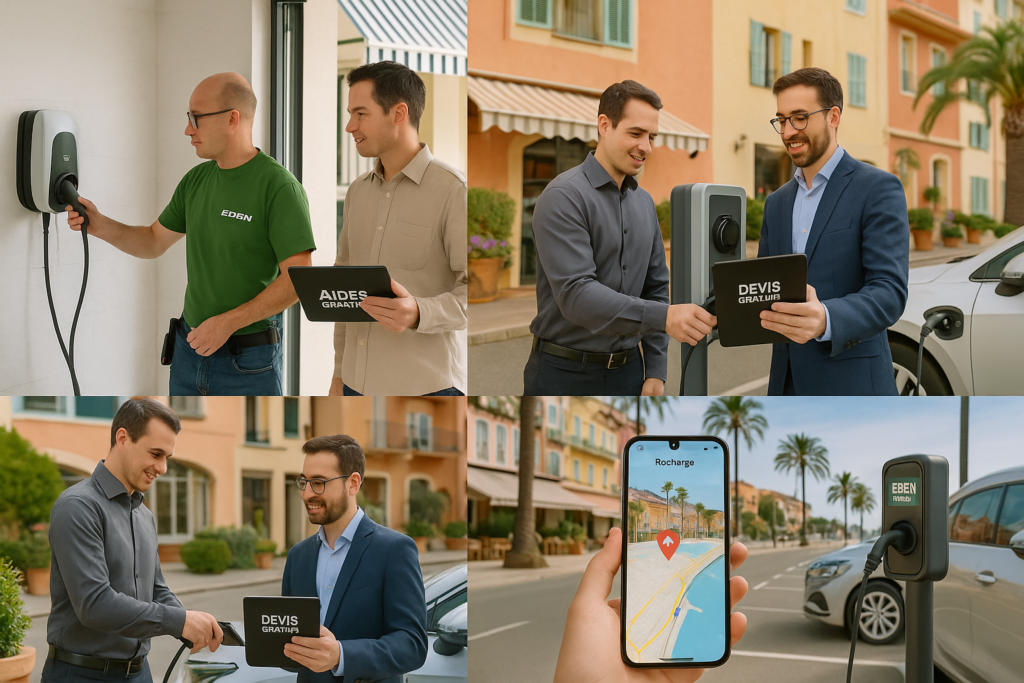 Bornes électriques professionnelles pour commerces à Menton 2026: installation IRVE 7kW/22kW, devis gratuit, aides jusqu'à 1660€.